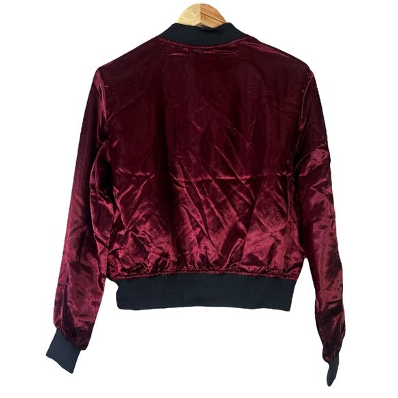 NWT Color Story Bomber Jacket Womens M Red Satin Zip Up Ribbed Y2K Streetwear - Picture 8 of 9